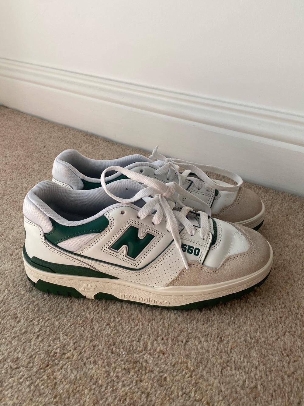 New Balance 550 White Forest Green Grey Suede Men’s 5.5